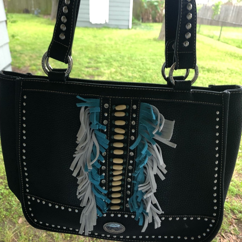 Purse black leather